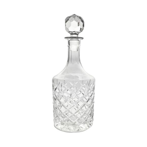 Decanter Other - 1980s Contemporary Crystal Wine & Spirit Decanter 11 1/4” 30oz, Fan & X Cuts